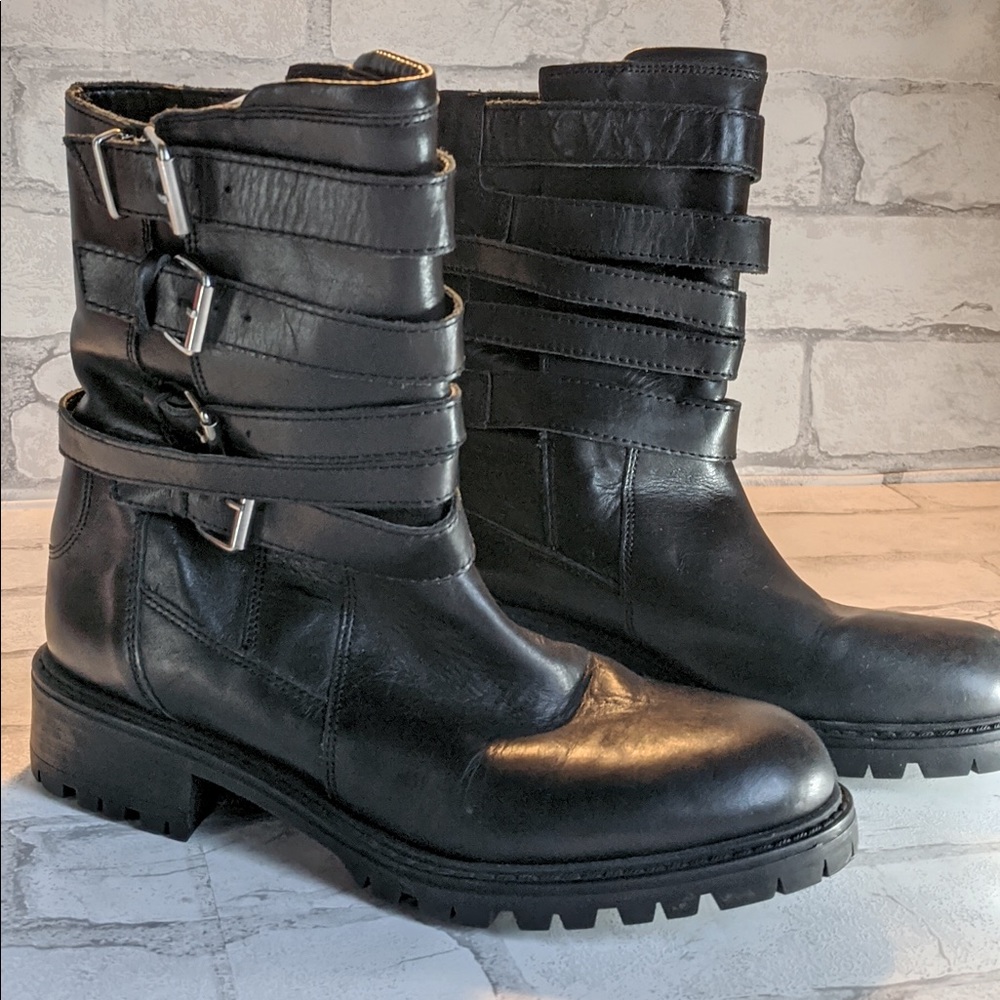 Black combat boots